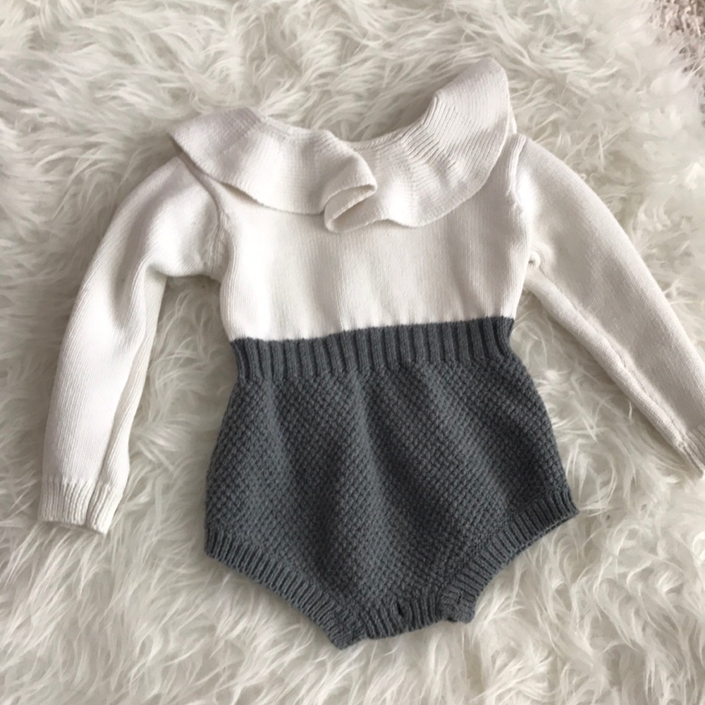 Ruffle neck baby romper